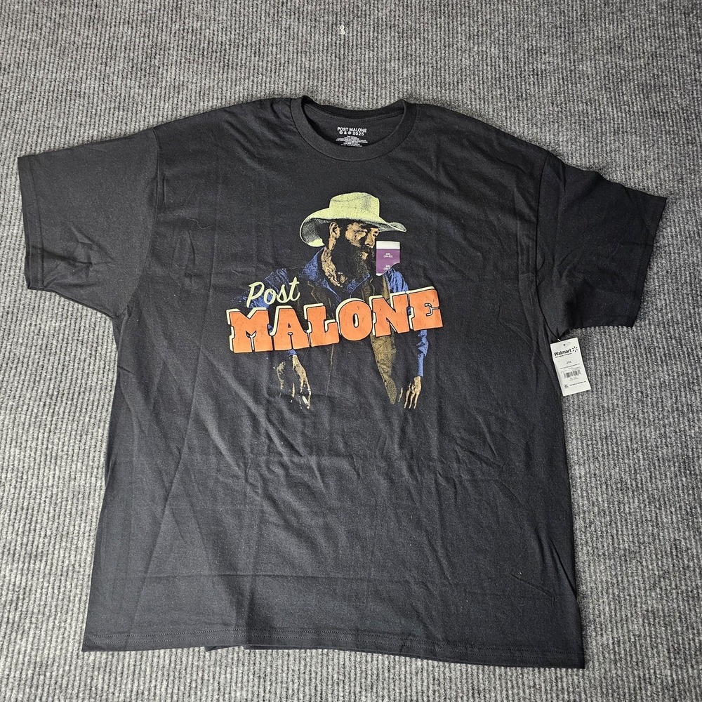 Post Malone Shirt Mens 2XL Black Cowboy Graphic Tee Country Rap Music 2025